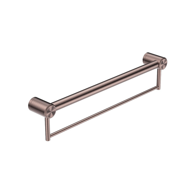 Nero Mecca Care 32mm Grab Rail With Towel Holder 900mm - Brushed Bronze