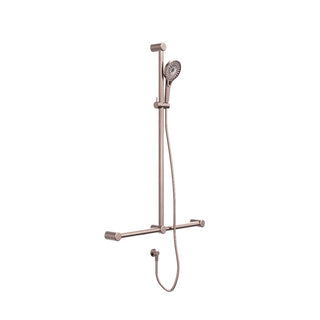 Nero Mecca Care 32mm T Bar Grab Rail And Adjustable Shower Set 1100X750mm - Brushed Bronze - NRCS006BZ