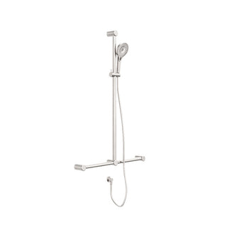 Nero Mecca Care 32mm T Bar Grab Rail And Adjustable Shower Set 1100X750mm - Brushed Nickel - NRCS006BN