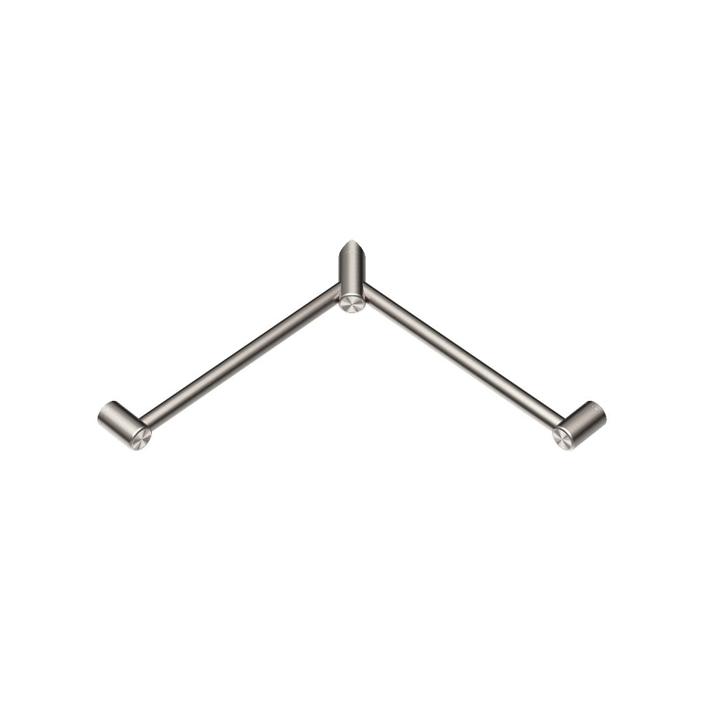 Nero Mecca Care 32mm Wrap Around Corner Grab Rail 600X600mm - Brushed Nickel - NRCR3290WBN