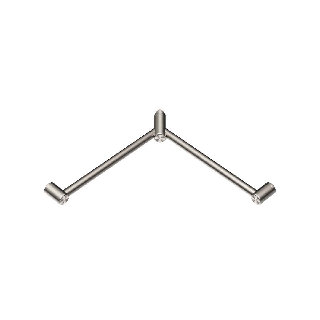 Nero Mecca Care 32mm Wrap Around Corner Grab Rail 600X600mm - Brushed Nickel - NRCR3290WBN