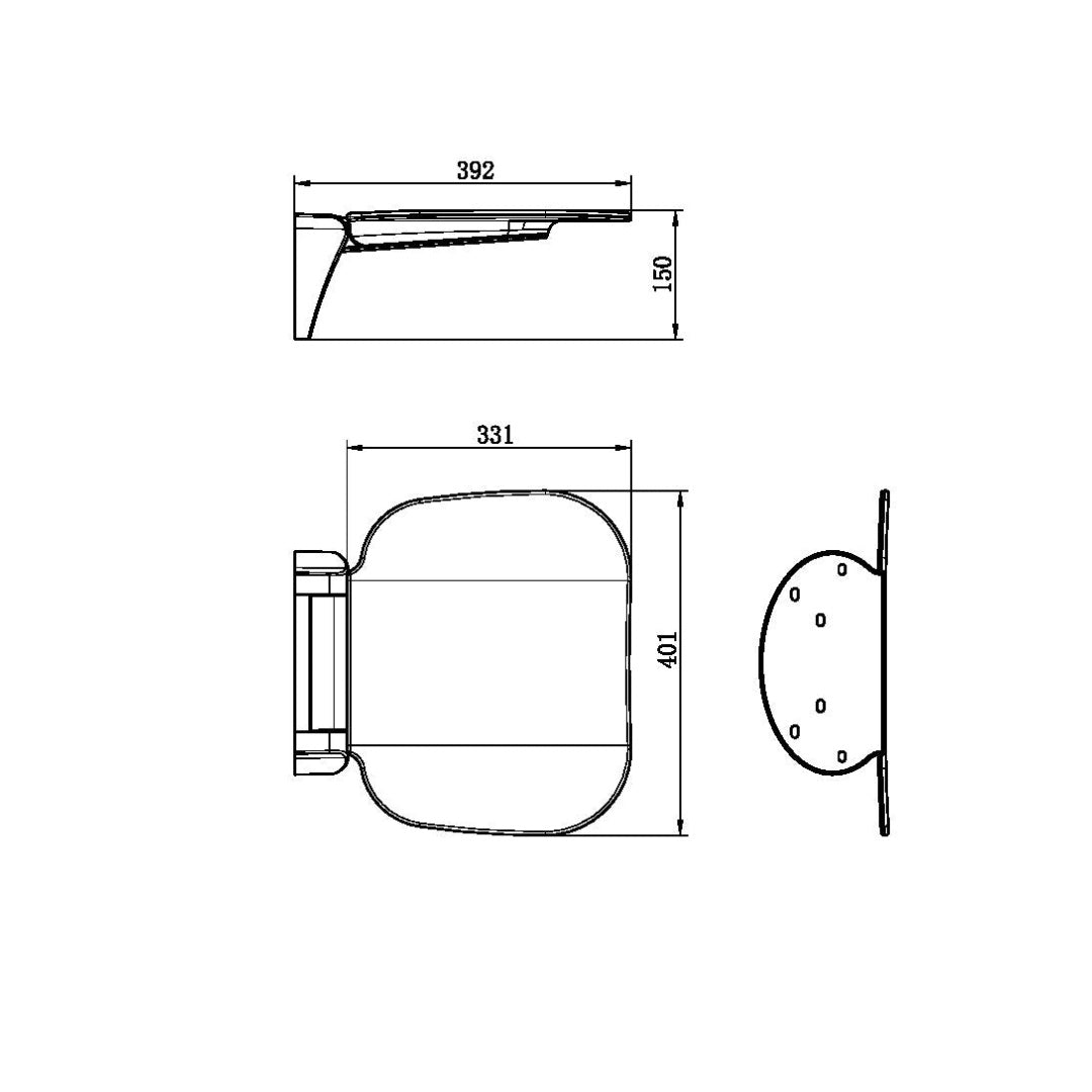 Nero Mecca Care Shower Seat 400X330mm - Brushed Nickel - NRCR0003BN
