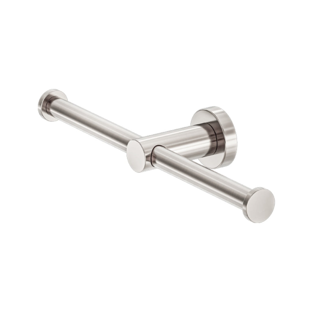 Nero Mecca Double Toilet Roll Holder - Brushed Nickel - NR1986DBN