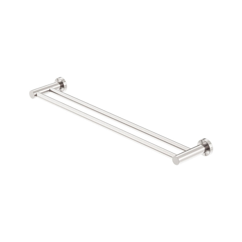 Nero Mecca Double Towel Rail 800mm - Brushed Nickel