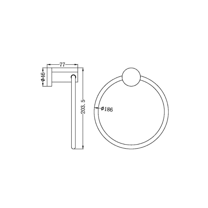 Nero Mecca Hand Towel Ring - Brushed Gold