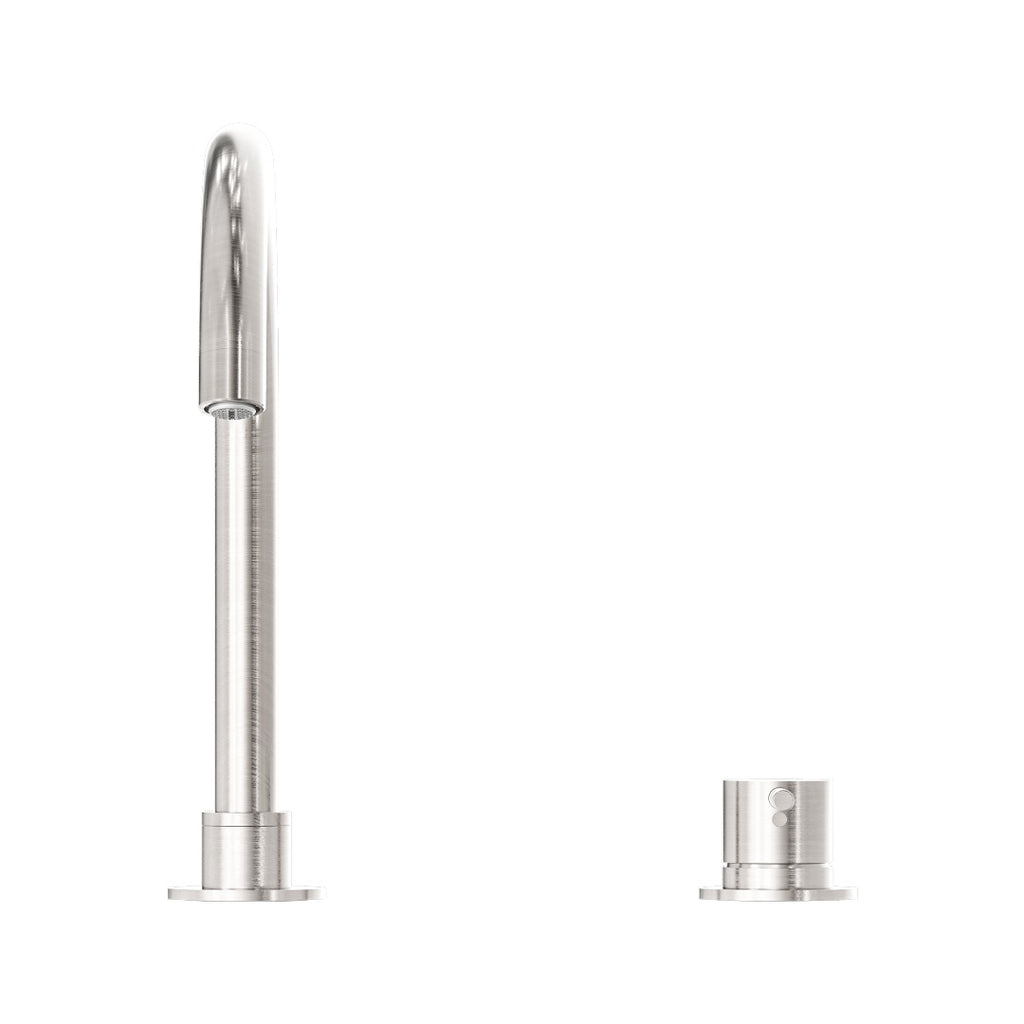 Nero Mecca Hob Basin Mixer Round Swivel Spout - Brushed Nickel - NR221901bBN