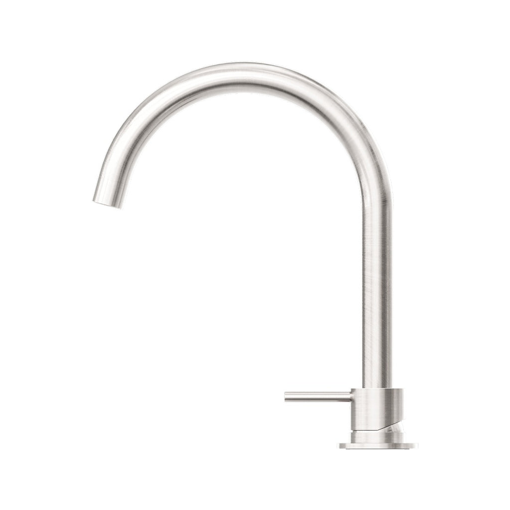 Nero Mecca Hob Basin Mixer Round Swivel Spout - Brushed Nickel - NR221901bBN