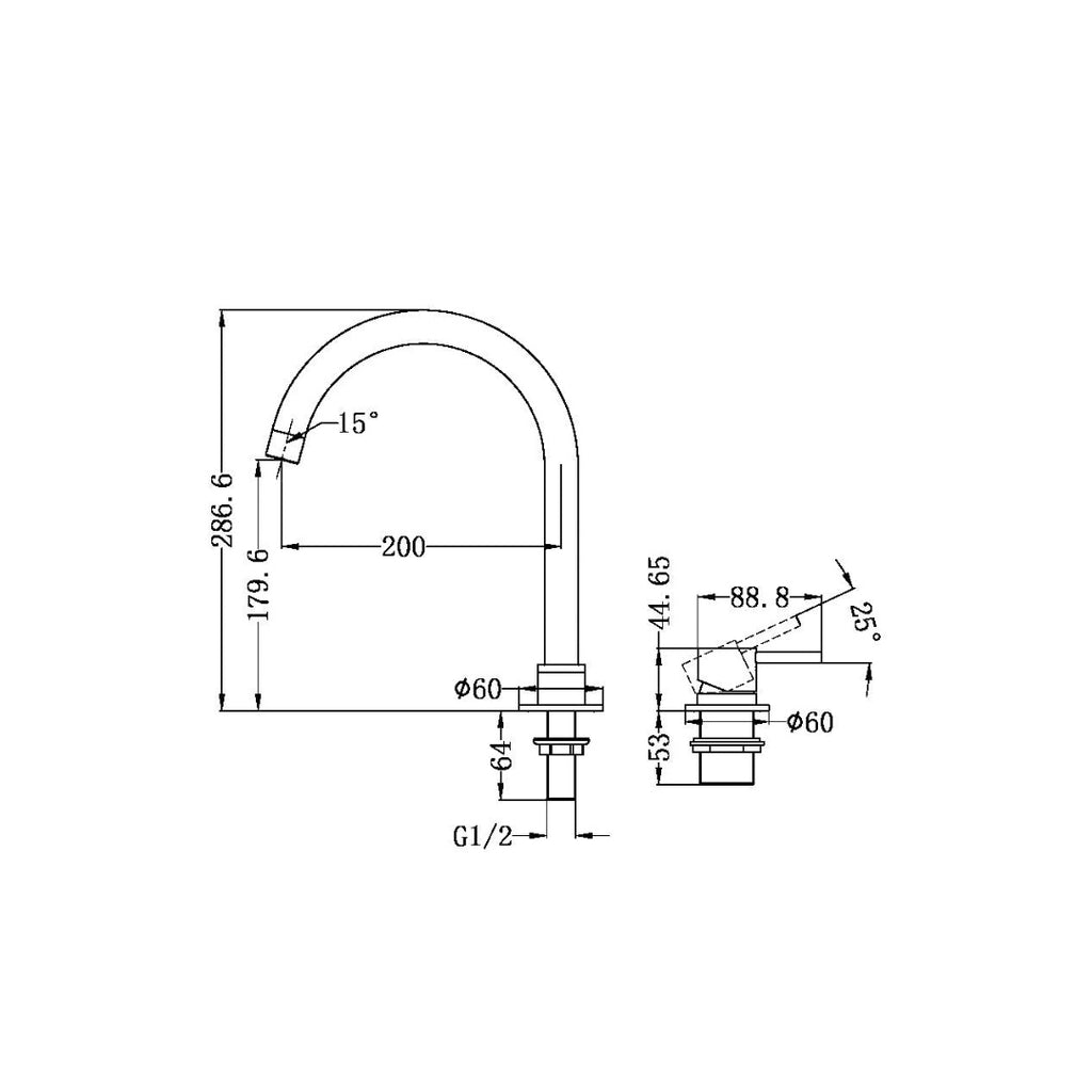 Nero Mecca Hob Basin Mixer Round Swivel Spout - Brushed Nickel - NR221901bBN