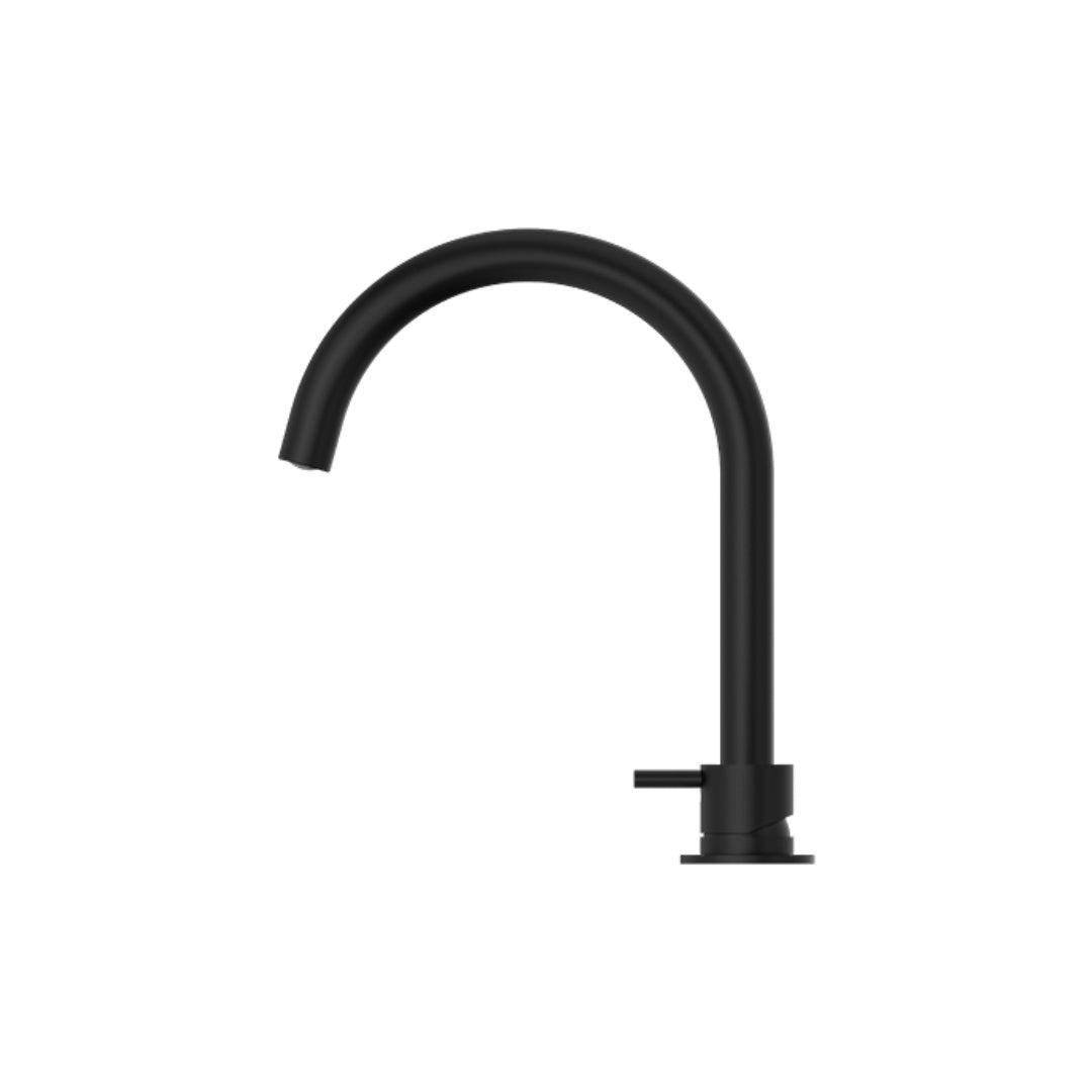 Nero Mecca Hob Basin Mixer Round Swivel Spout - Matte Black - NR221901bMB