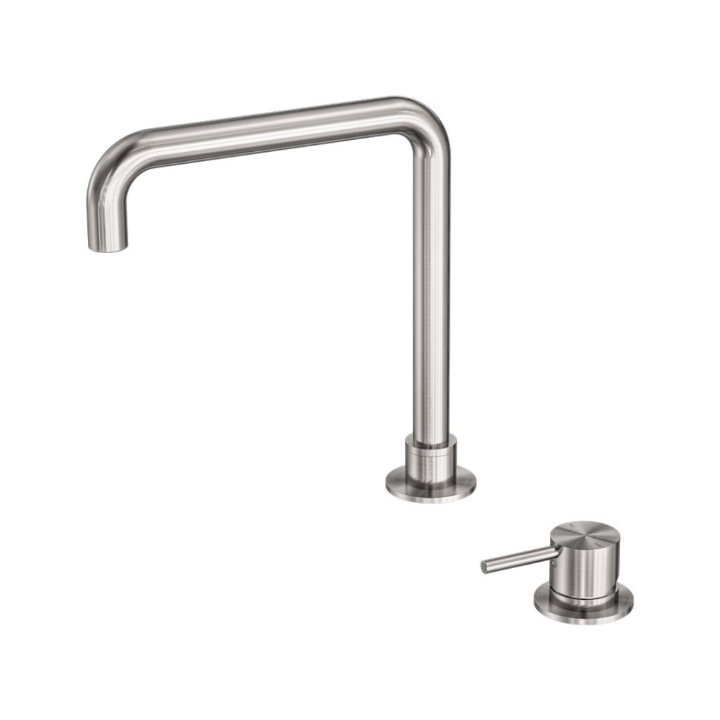 Nero Mecca Hob Basin Mixer Square Swivel Spout - Brushed Nickel - NR221901cBN