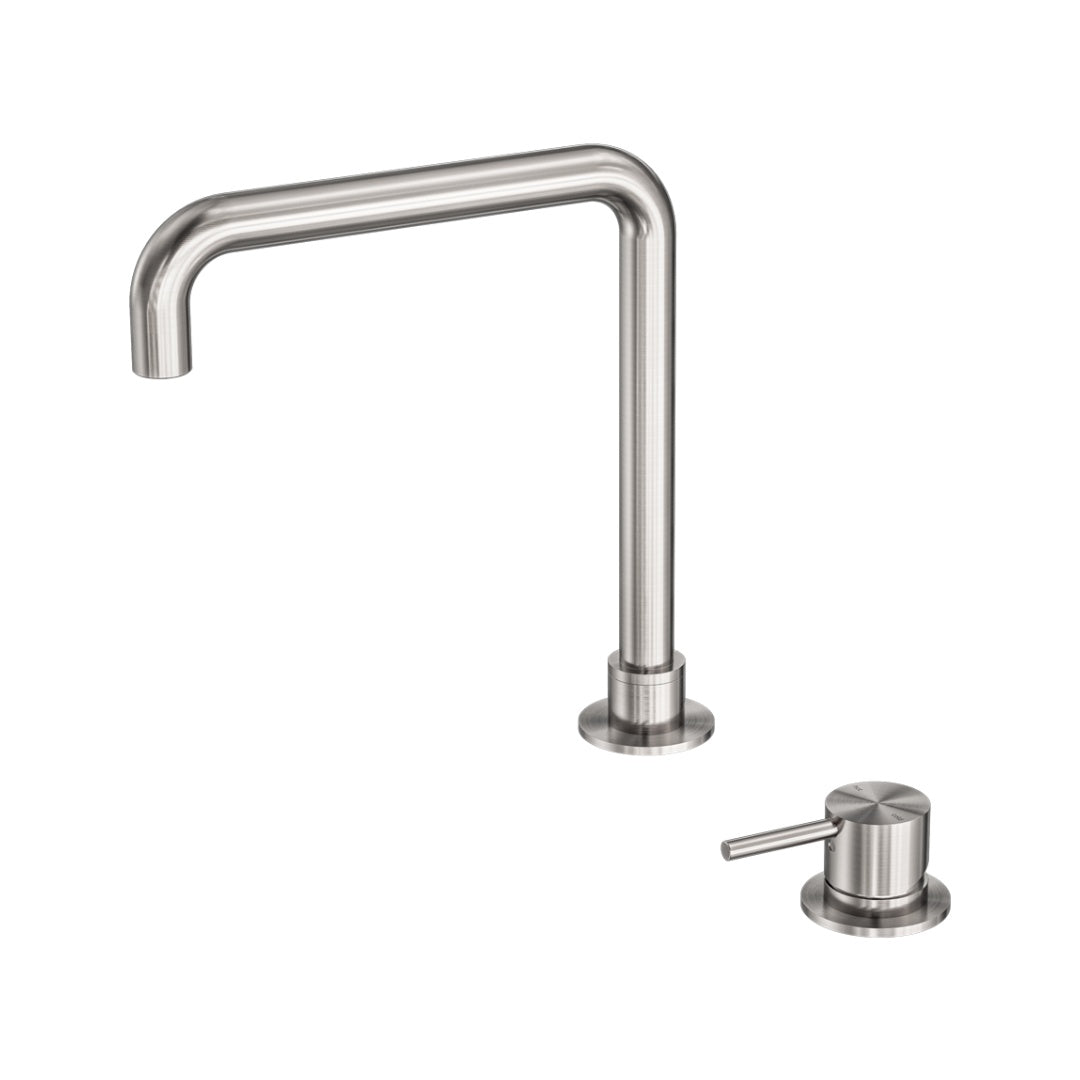 Nero Mecca Hob Basin Mixer Square Swivel Spout - Brushed Nickel - NR221901cBN