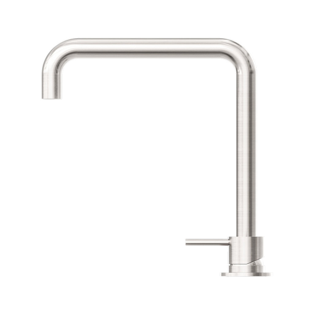 Nero Mecca Hob Basin Mixer Square Swivel Spout - Brushed Nickel - NR221901cBN