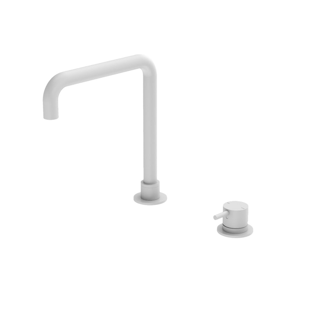Nero Mecca Hob Basin Mixer Square Swivel Spout - Matte White - NR221901cMW