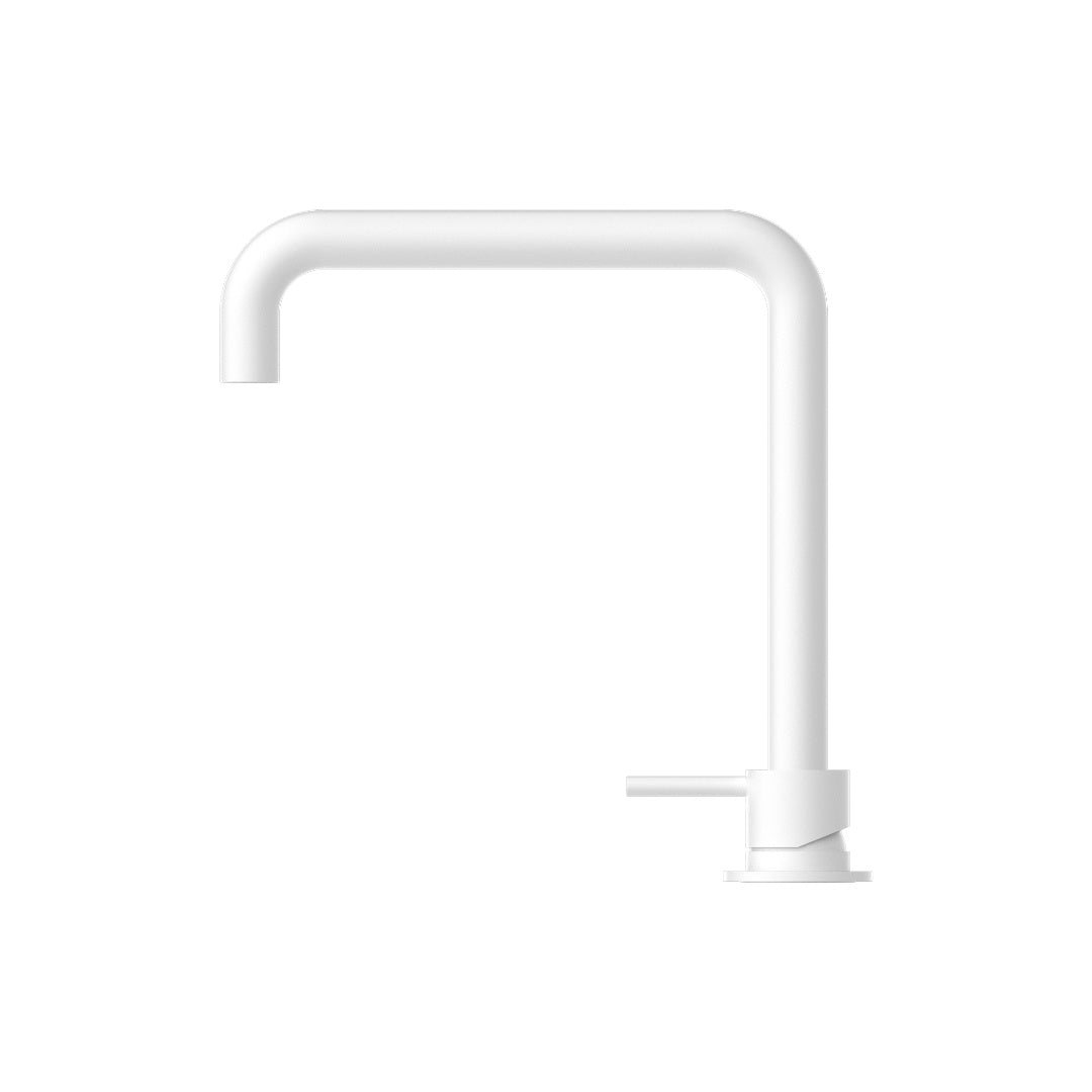 Nero Mecca Hob Basin Mixer Square Swivel Spout - Matte White - NR221901cMW