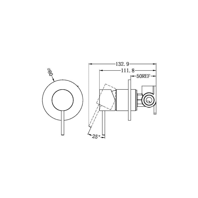 Nero Mecca Shower Mixer 80mm Plate - Brushed Gold