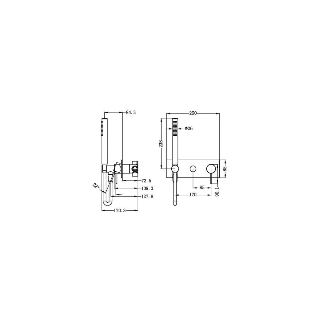 Nero Mecca Shower Mixer Divertor System - Brushed Gold - NR221912eBG