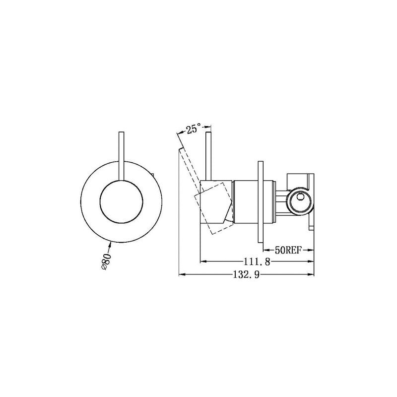 Nero Mecca Shower Mixer Handle Up 80mm Plate - Brushed Bronze