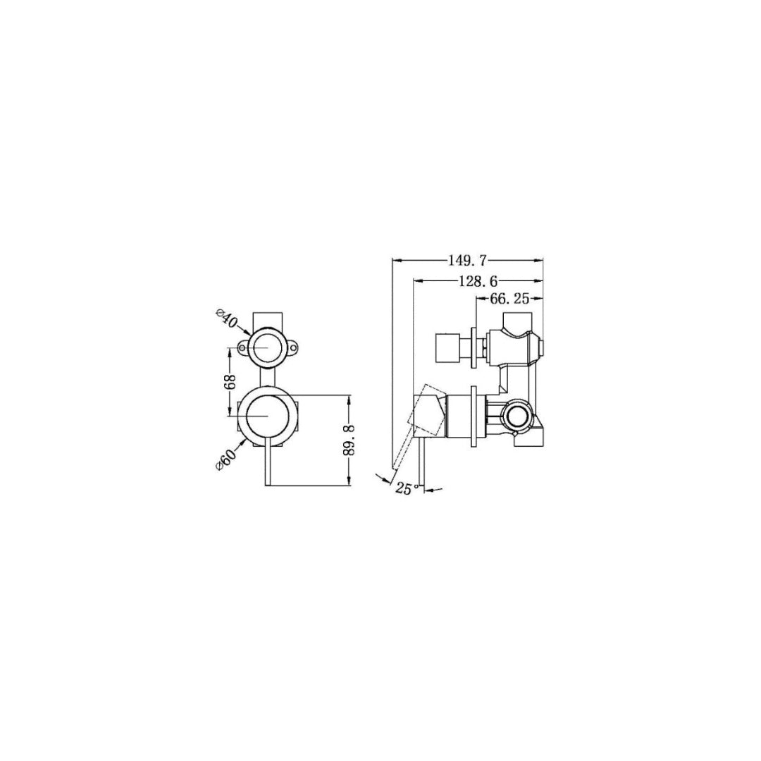 Nero Mecca Shower Mixer With Divertor Separate Back Plate - Brushed Gold - NR221911sBG