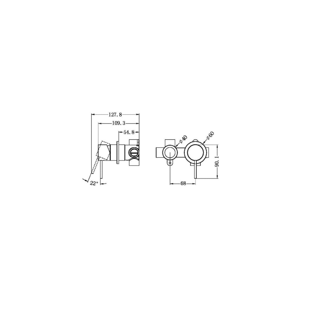 Nero Mecca Shower Mixer With Horizontal 2 Way Divertor - Brushed Gold - NR221911uBG