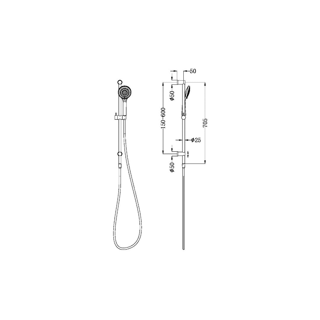 Nero Mecca Shower Rail With Air Shower - Brushed Gold - NR221905aBG