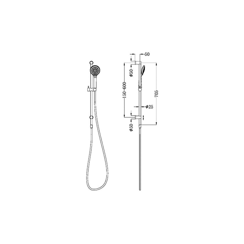 Nero Mecca Shower Rail With Air Shower - Matte White