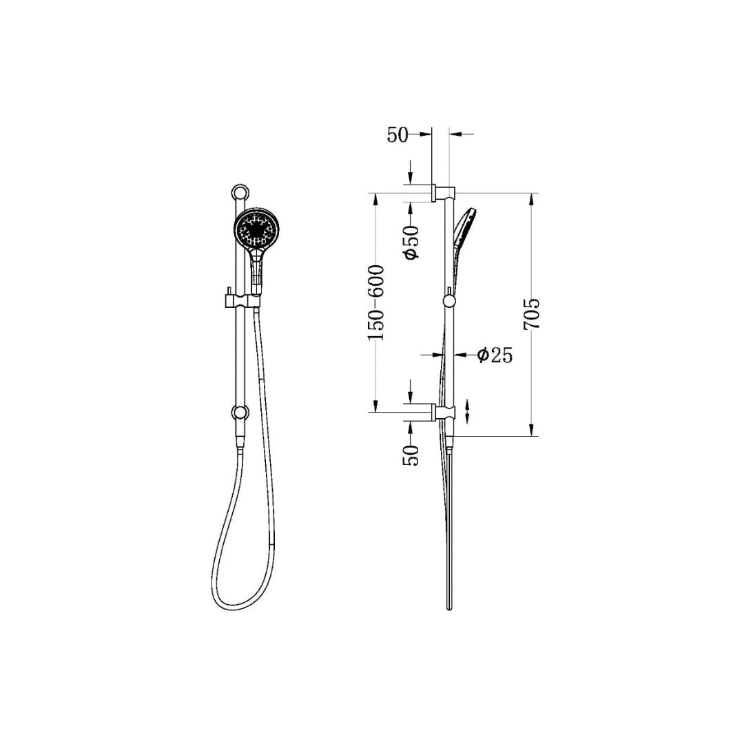 Nero Mecca Shower Rail With Air Shower II - Brushed Nickel - NR221905GBN