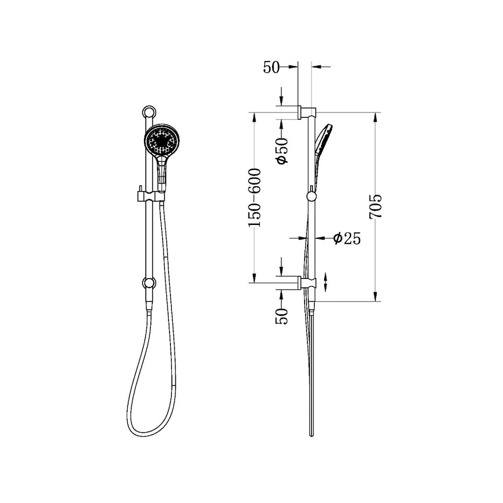 Nero Mecca Shower Rail With Air Shower II - Chrome - NR221905GCH