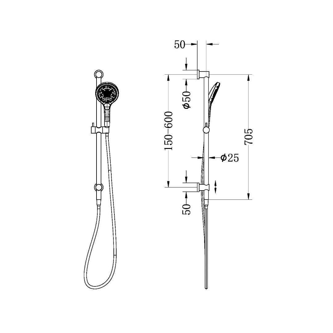 Nero Mecca Shower Rail With Air Shower II - Gun Metal - NR221905GGM