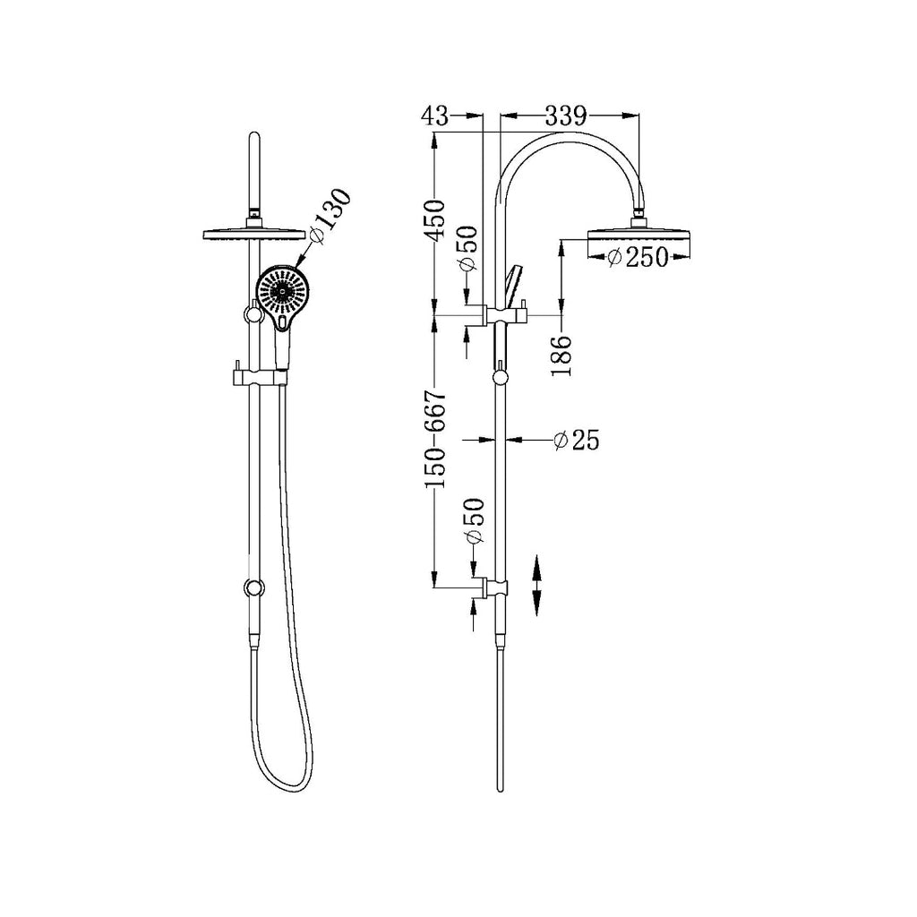 Nero Mecca Twin Shower - Gun Metal - NR221905eGM