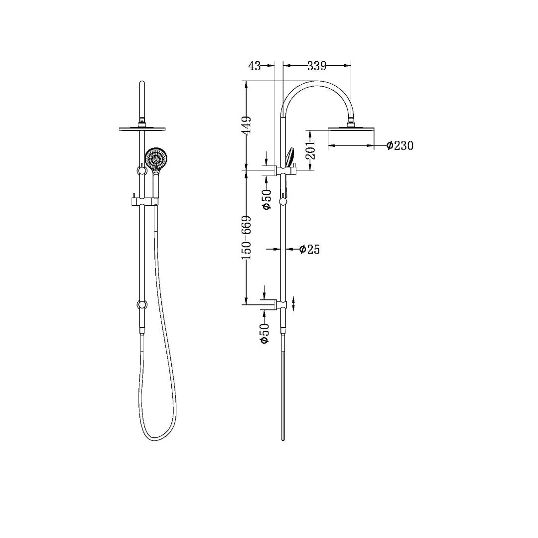 Nero Mecca Twin Shower With Air Shower - Brushed Gold - NR221905bBG
