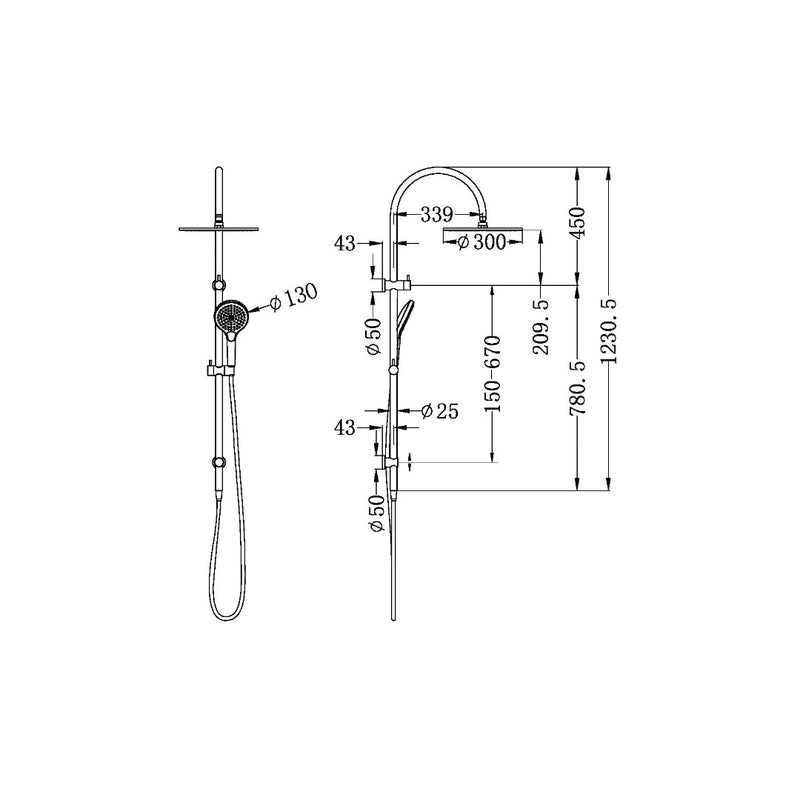 Nero Mecca Twin Shower With Air Shower II - Brushed Nickel
