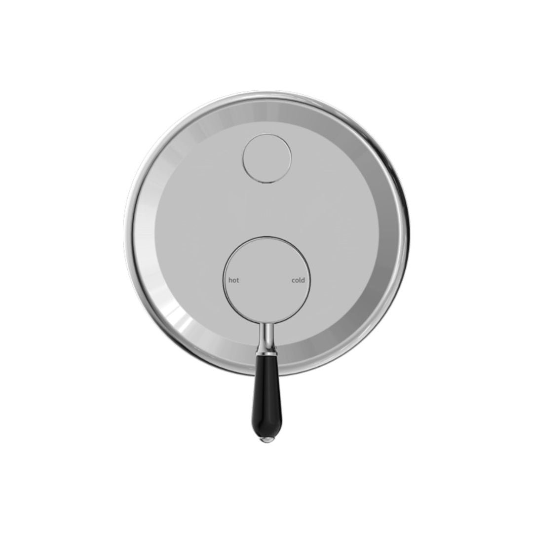 Nero York Shower Mixer With Divertor With Black Porcelain Lever - Chrome - NR692109a03CH