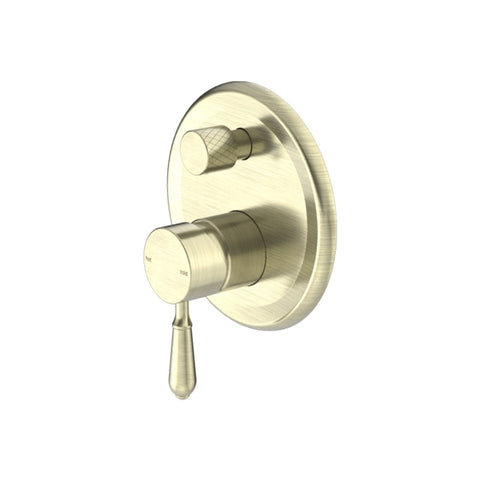 Nero York Shower Mixer With Divertor With Metal Lever - Aged Brass