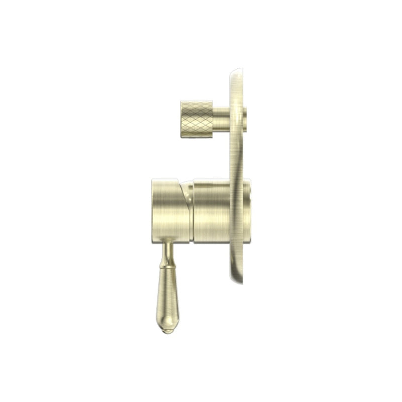 Nero York Shower Mixer With Divertor With Metal Lever - Aged Brass