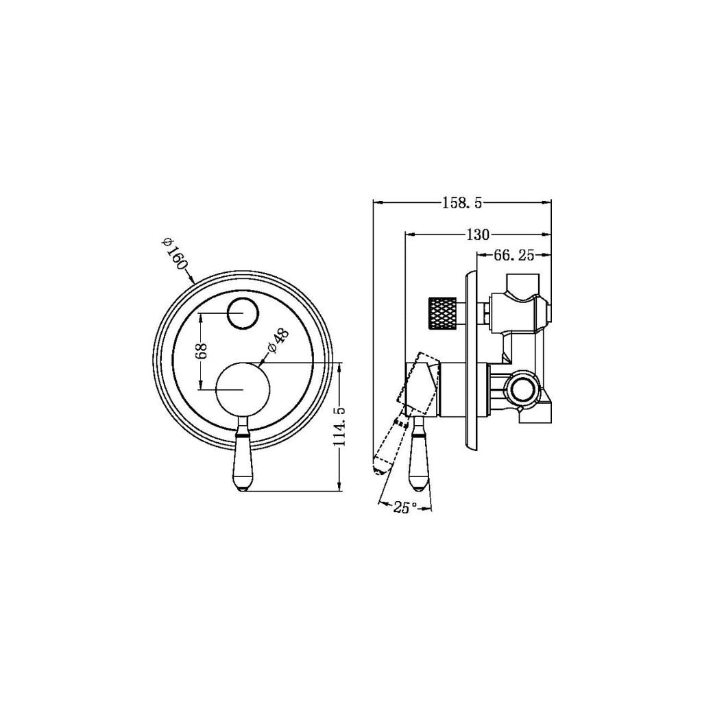 Nero York Shower Mixer With Divertor With Metal Lever - Chrome - NR692109a02CH