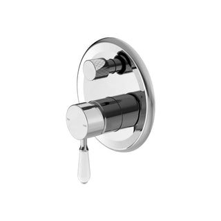 Nero York Shower Mixer With Divertor With White Porcelain Lever - Chrome - NR692109a01CH