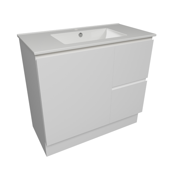 Timberline Nevada 900mm Freestanding Vanity with Ceramic Top - Right Hand Drawers