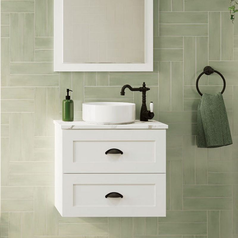 Fienza Newport 600mm Wall Hung Vanity with Stone Top & Basin
