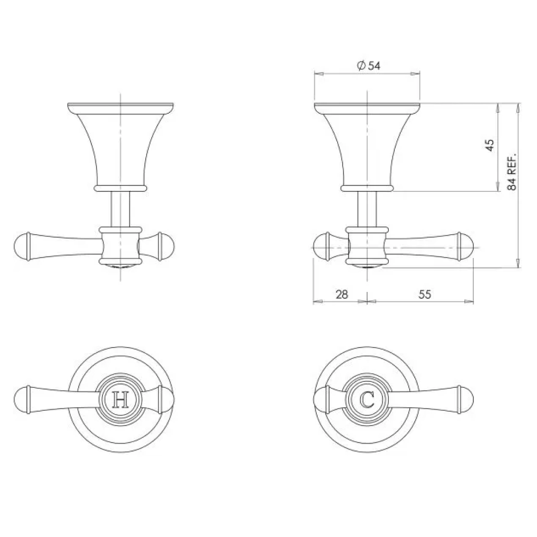 Phoenix Nostalgia Lever Wall Top Assemblies - LF Brushed Nickel - NS060L-40-1