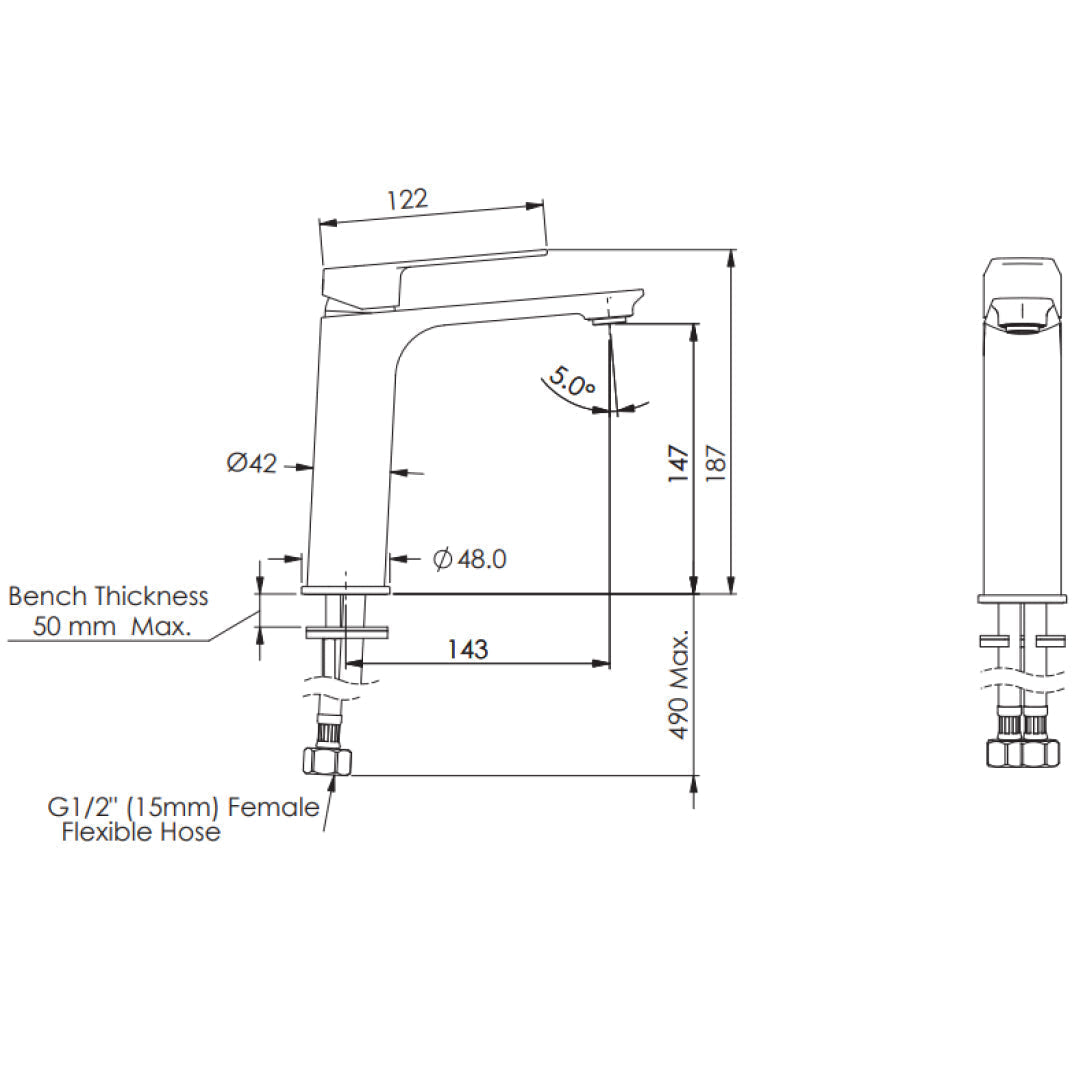 Greens Novi Mid Basin Mixer - Matte Black - LF24203555MB