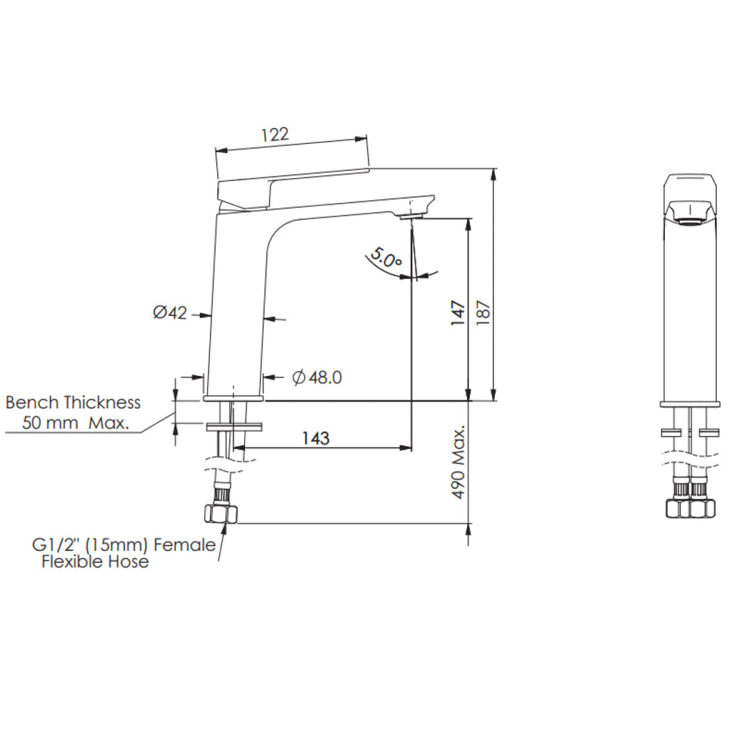 Greens Novi Mid Basin Mixer - Brushed Nickel - LF24203555BN