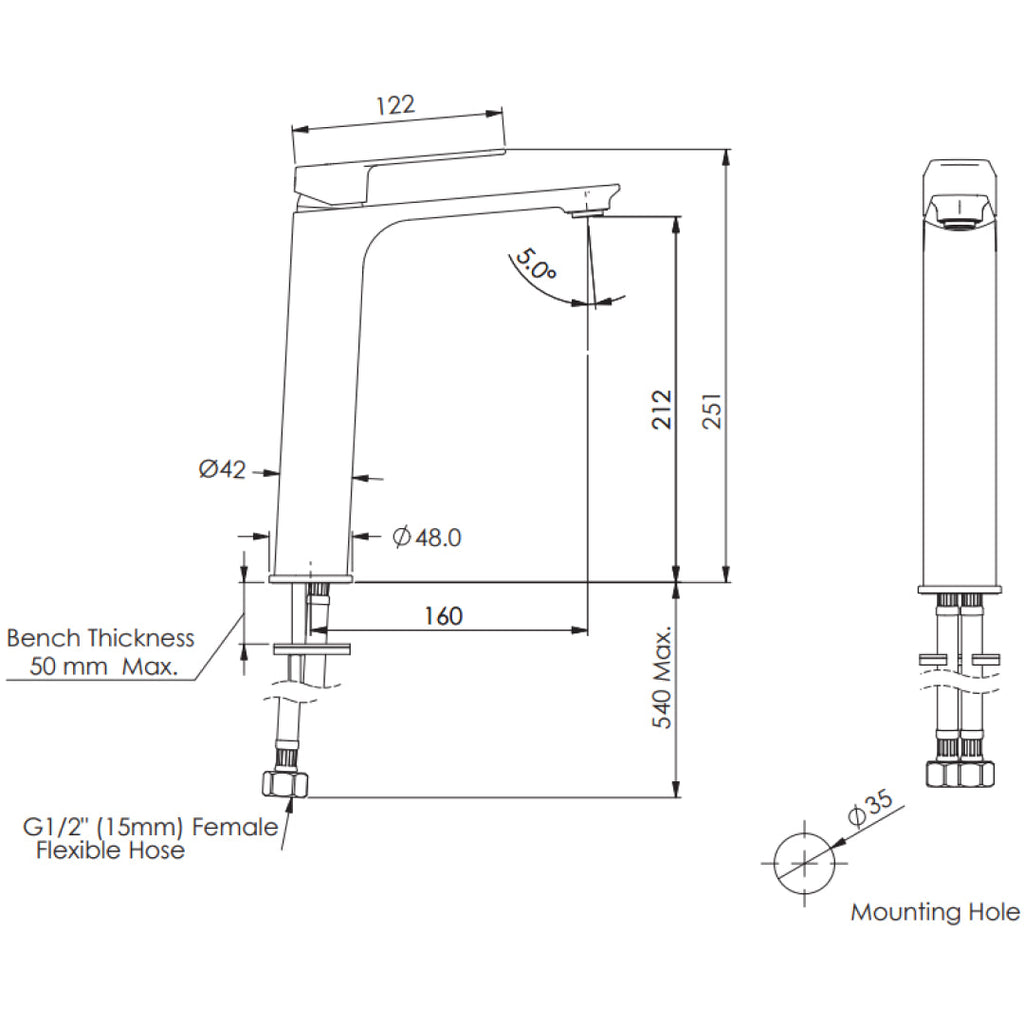 Greens Novi Tall Basin Mixer Lead Free - Brushed Nickel - LF24203556BN