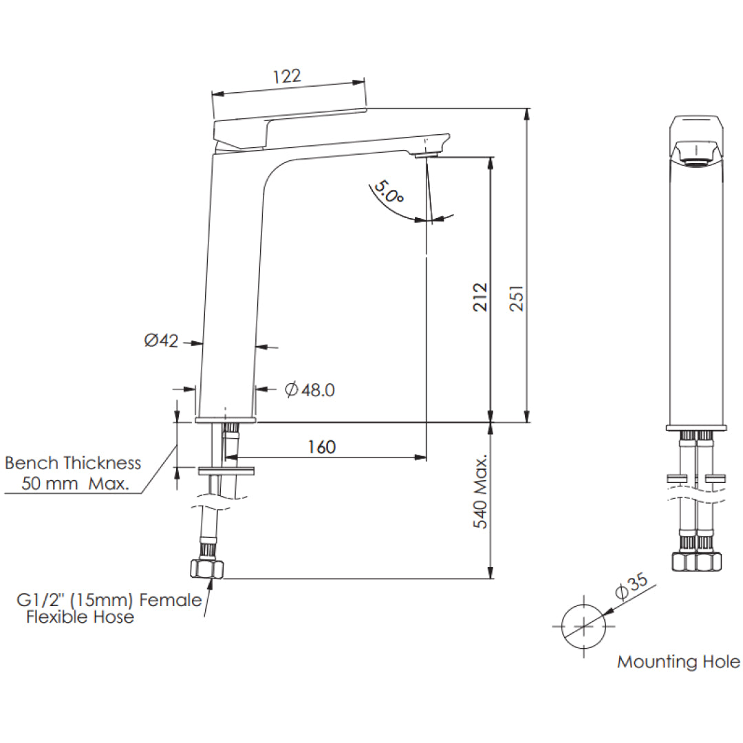 Greens Novi Tall Basin Mixer Lead Free - Gun Metal - LF24203556GM