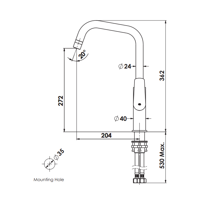 Greens Novi Pull-Down Sink Mixer with Smart Aerator Lead Free - Brushed Brass - LF24203540BB
