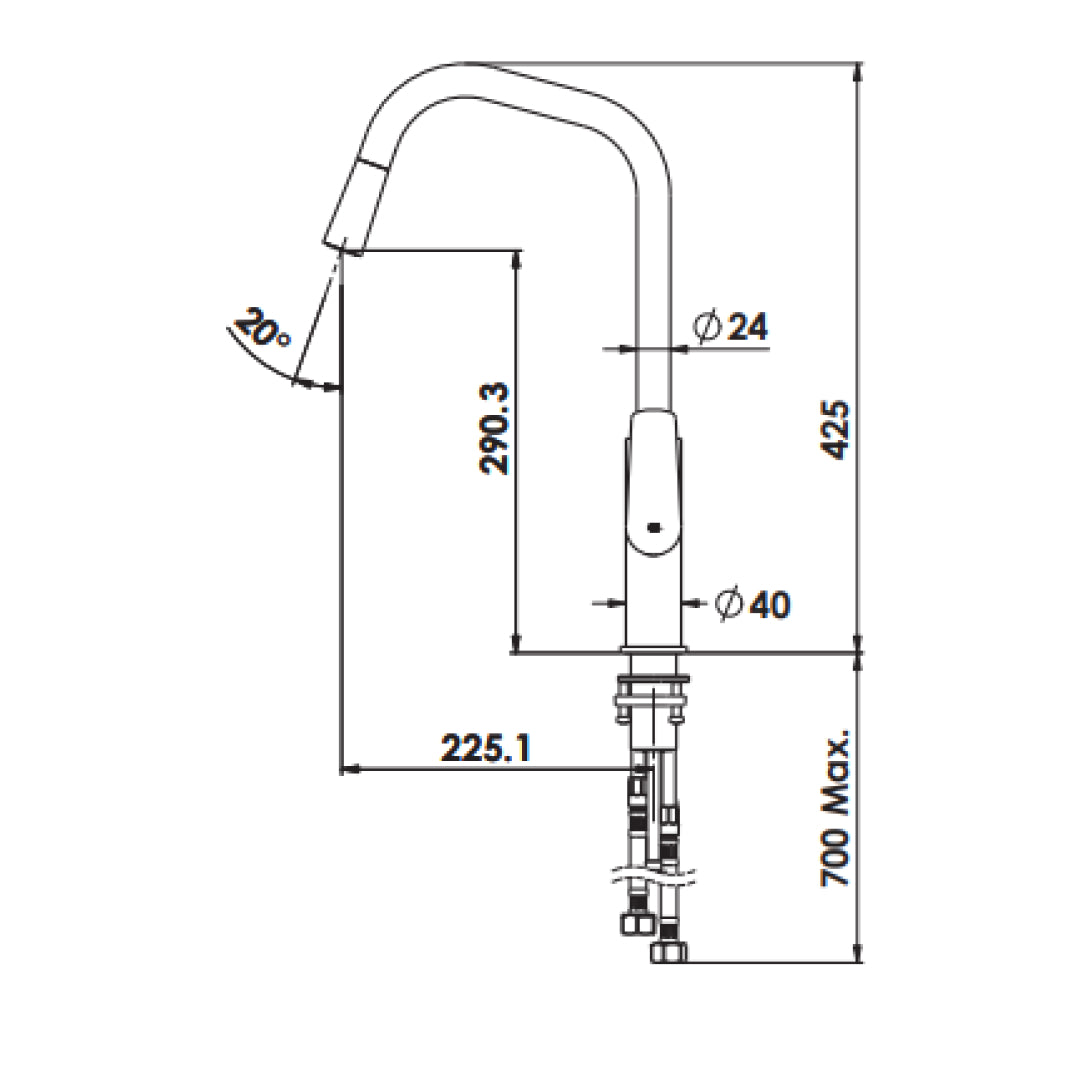 Greens Novi Pull-Down Sink Mixer Lead Free - Brushed Brass - LF24203542BB