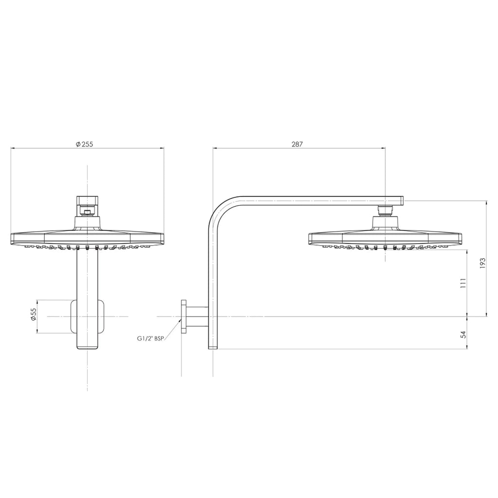 Phoenix Nuage High-Rise Shower Arm & Rose - Chrome - 129-5300-00