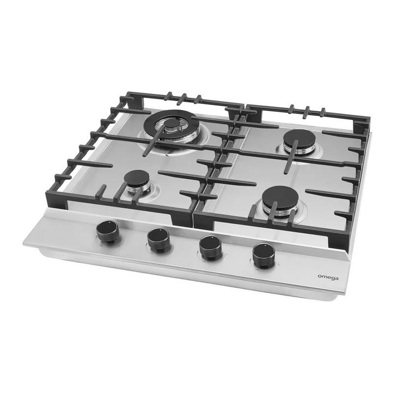 Omega 60cm 4 Burner Gas Cooktop - Stainless Steel OCG604WX