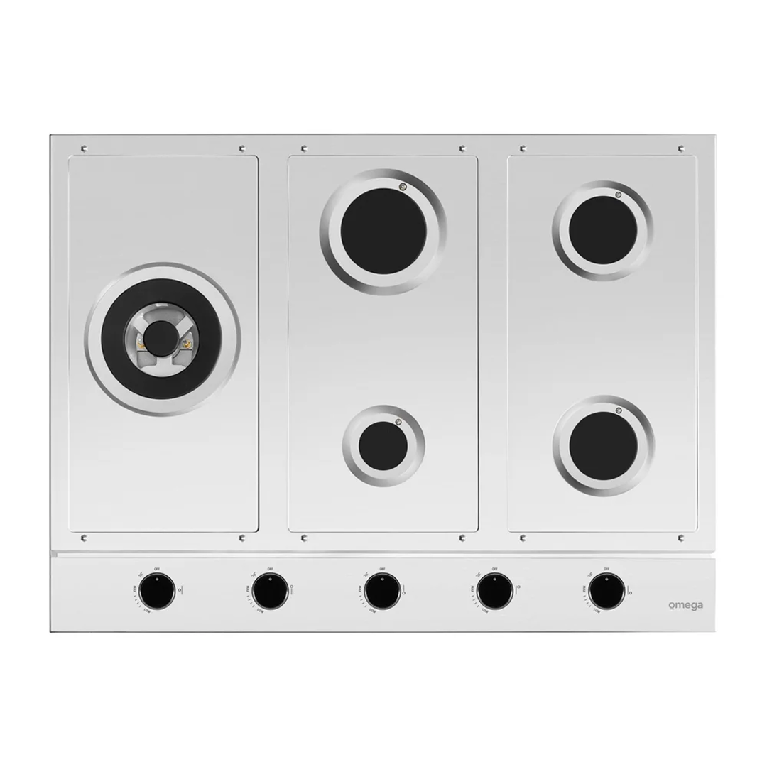 Omega 70cm Gas 5 Burner Cooktop - Stainless Steel OCG705WX