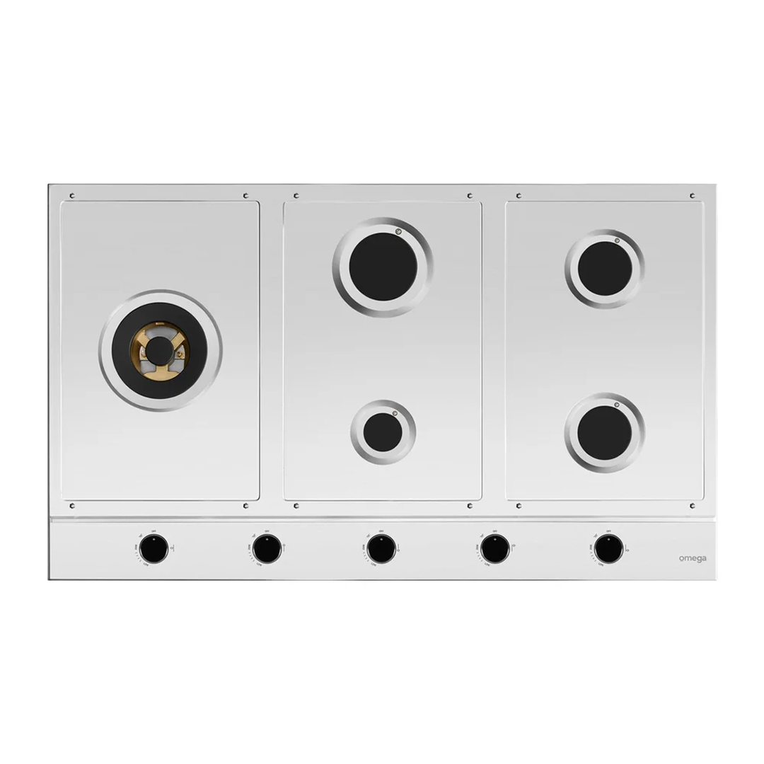 Omega 90cm 5 Burner Gas Cooktop - Stainless Steel OCG905WXCOM
