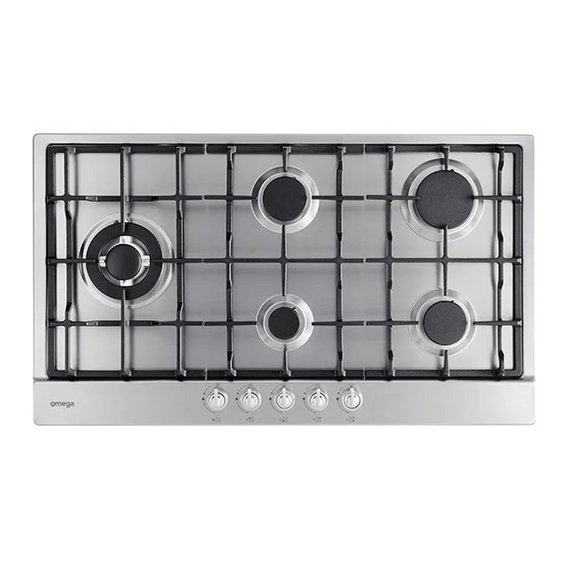 Omega 90cm 5 Burner Gas Cooktop - Stainless Steel OCG95XTGG